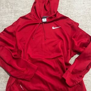 Nike Therma-Fit Red Hoodie with White Swoosh